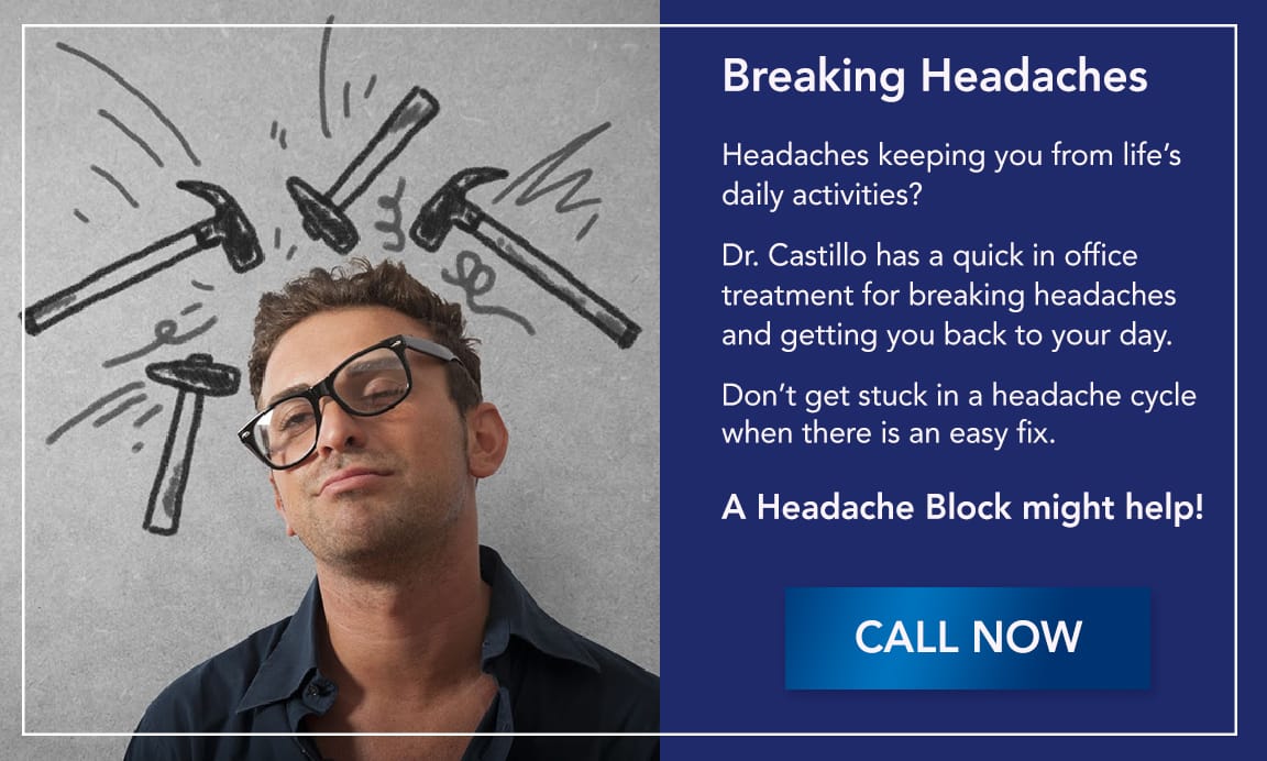 Dr. Castillo, pain management doctor, provides injections to break headaches. Call for more info 602-242-9891
