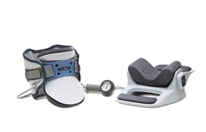 image of inflatable neck brace and pump offered to patients by Dr. Michael A. Castillo