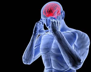 headaches. Vector image of man with headache